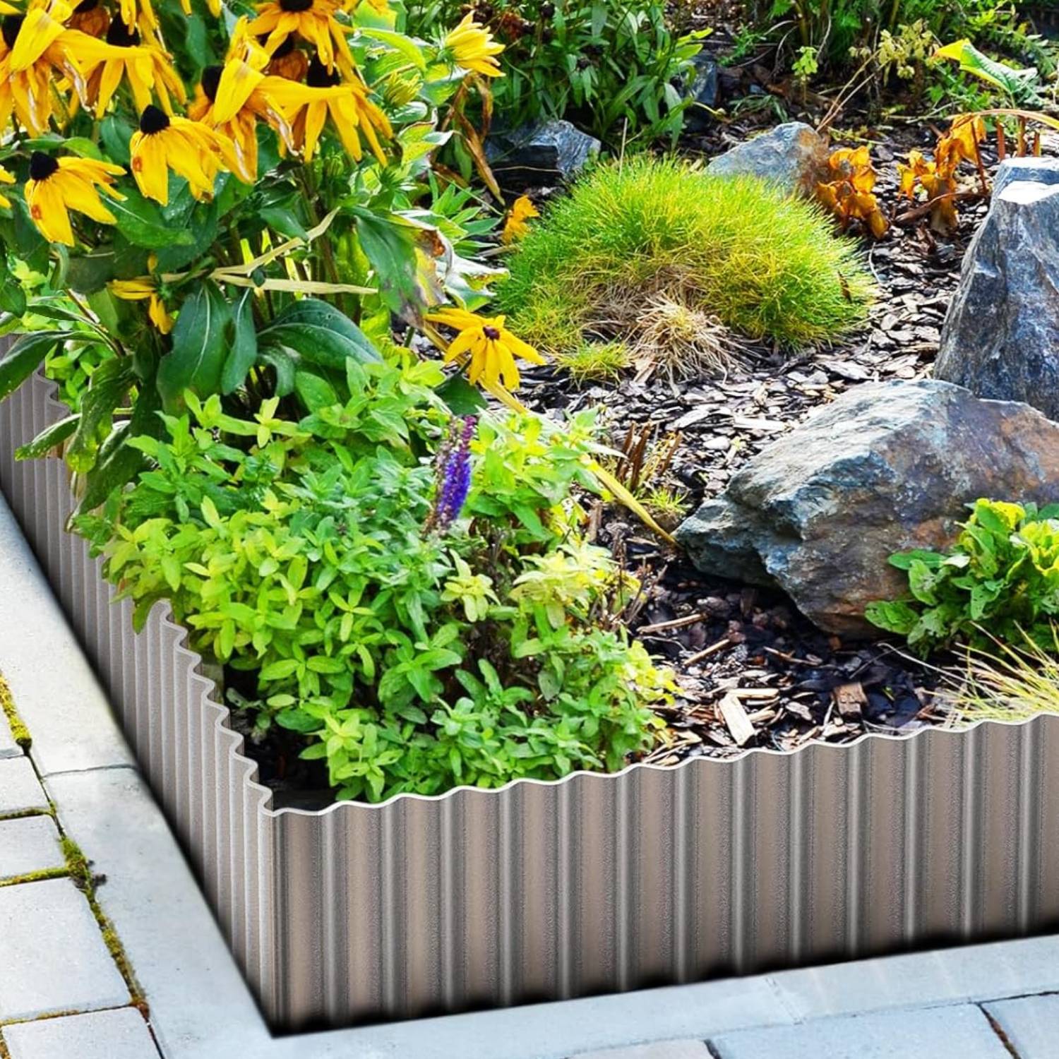 Corrugated metal garden edging