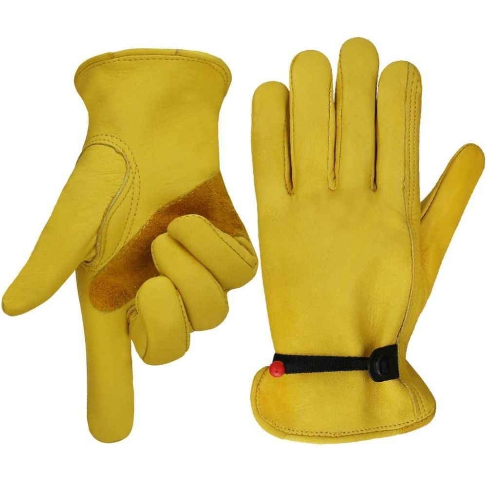 Leather gardening gloves