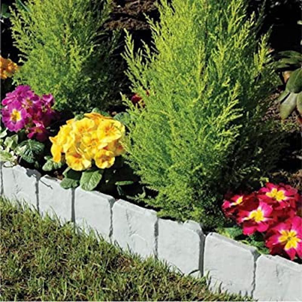Stone-effect flower bed borders